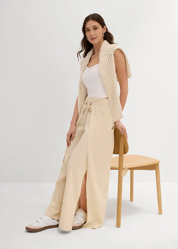 Pantalon palazzo en lin mélangé, bonprix