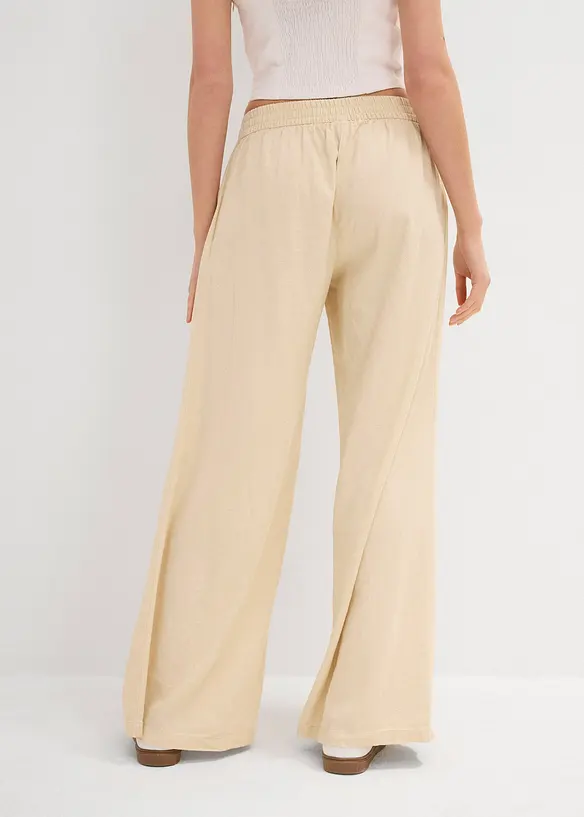 Pantalon palazzo en lin mélangé, bonprix