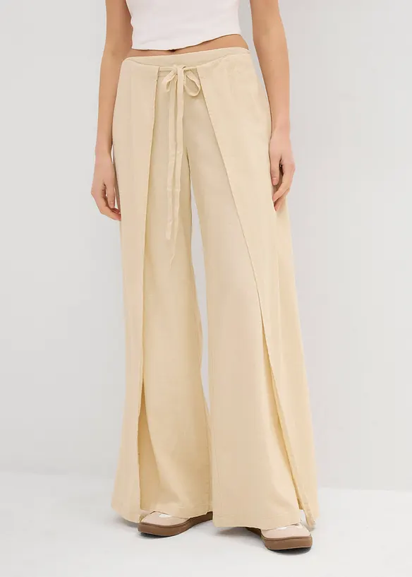 Pantalon palazzo en lin mélangé, bonprix