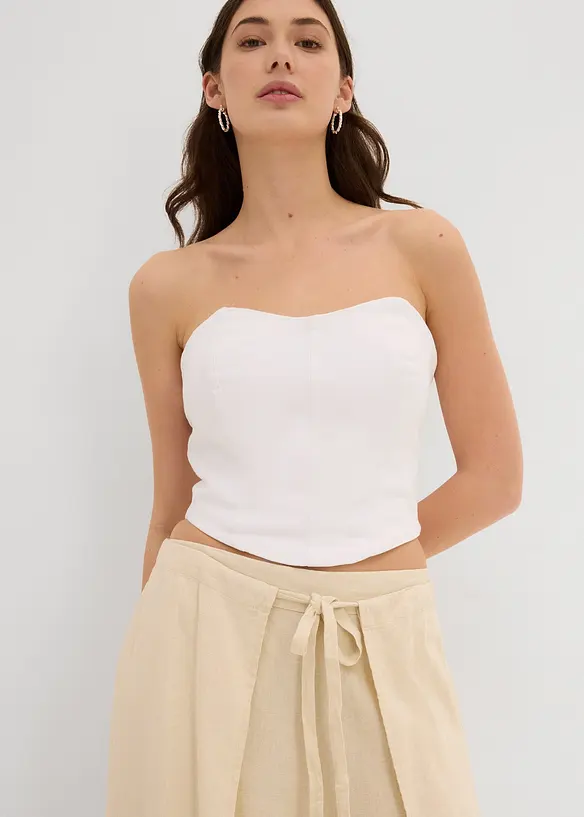 Pantalon palazzo en lin mélangé, bonprix