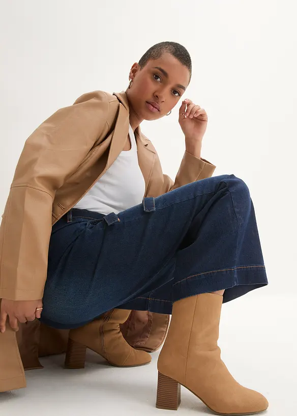 Jean large raccourci, taille haute élastiquée, bonprix