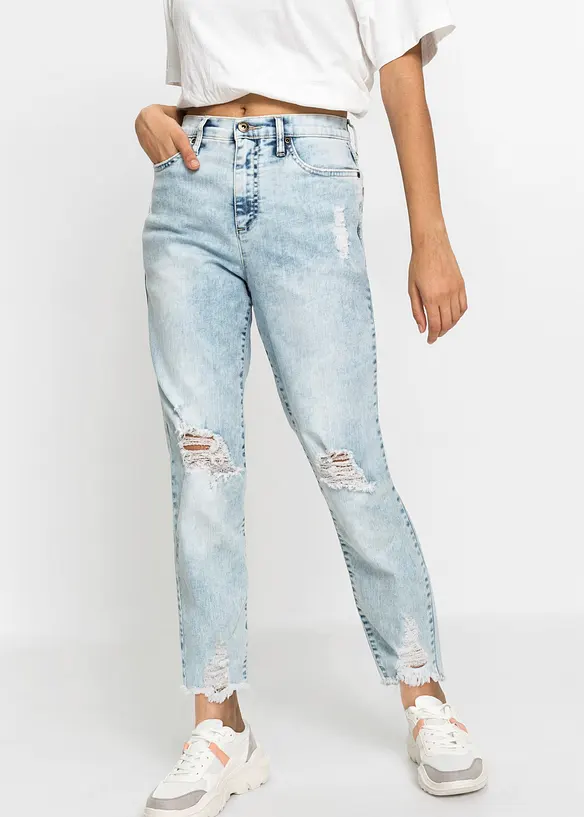 Jean Mom taille haute avec effets destroy, bonprix