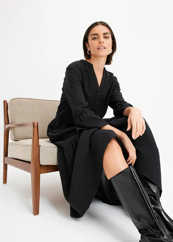 Robe longue en gaze de coton douce, bonprix