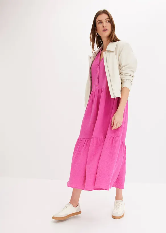 Robe longue en gaze de coton douce, bonprix