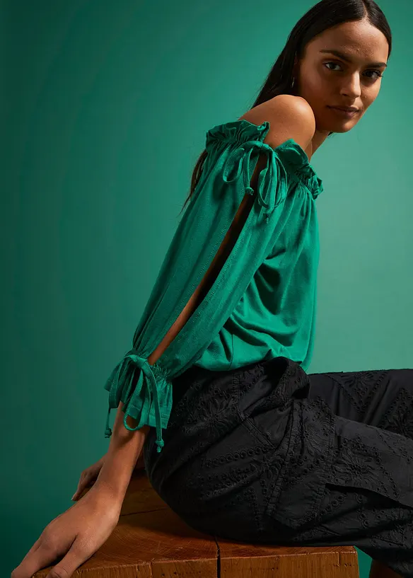 T-shirt col Bardot, bonprix