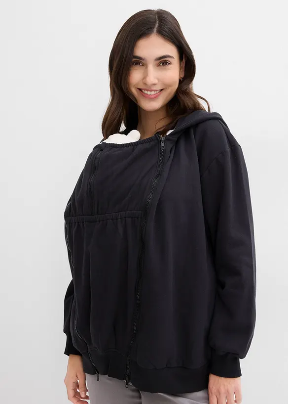 Sweat zippé 3en1 de grossesse avec empiècement de portage, 100% coton, bonprix