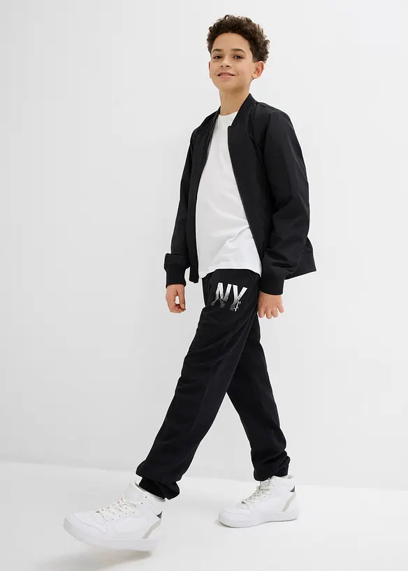 Pantalon de jogging en doux coton m&eacute;lang&eacute;, bonprix