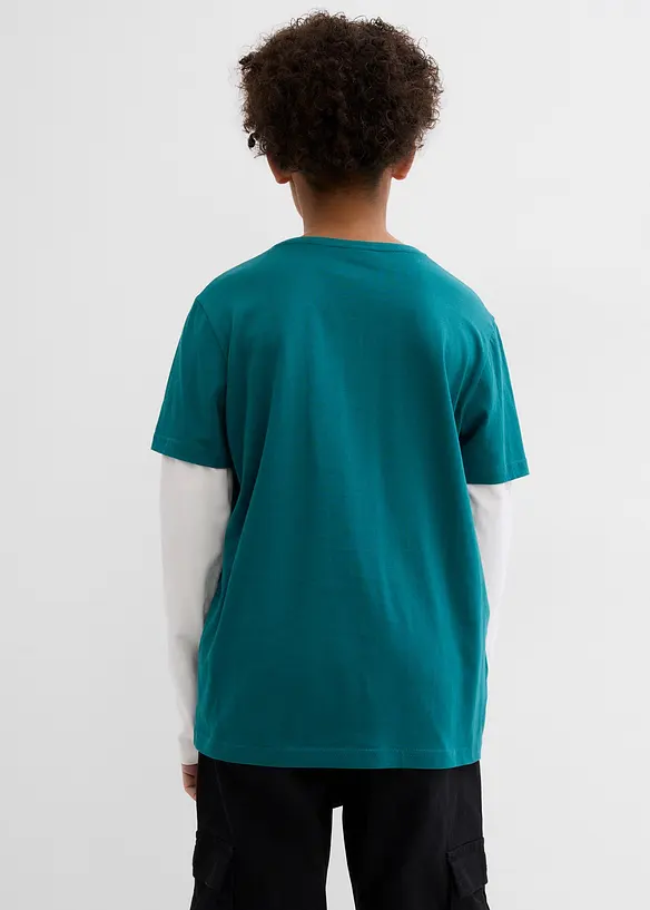 T-shirt manches longues effet superposition, 100% coton, bonprix