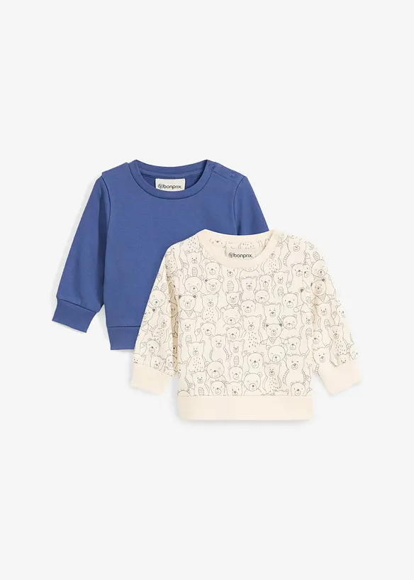 Lot de 2 sweats b&eacute;b&eacute; en coton, bonprix