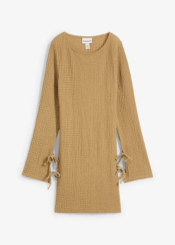 Robe courte en cr&ecirc;pe textur&eacute;, bonprix