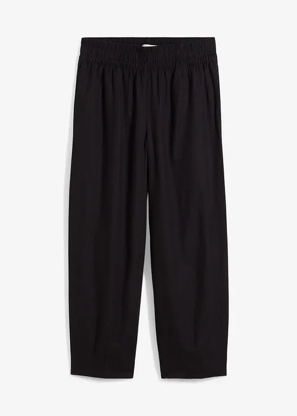 Pantalon 7/8 taille élastiquée en lin mélangé, bonprix