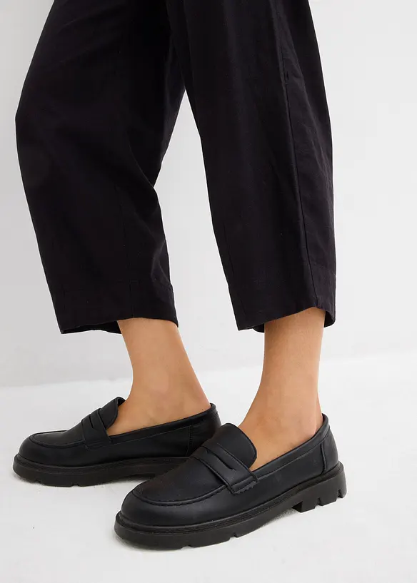 Pantalon 7/8 taille élastiquée en lin mélangé, bonprix