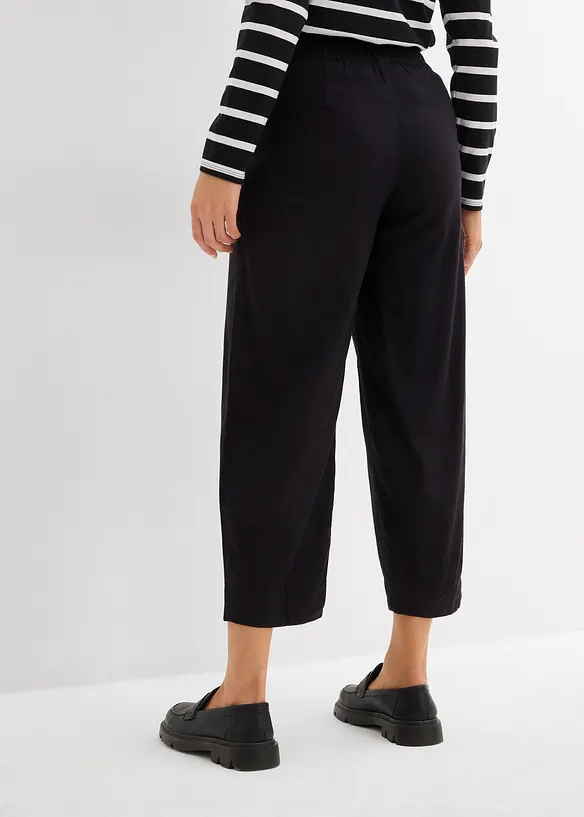 Pantalon 7/8 taille élastiquée en lin mélangé, bonprix