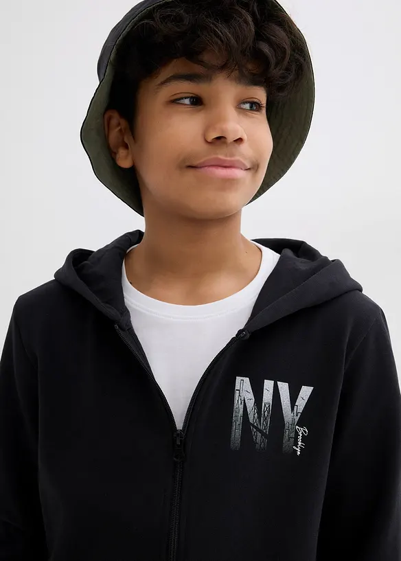 Sweat zipp&eacute; &agrave; capuche en coton m&eacute;lang&eacute;, bonprix