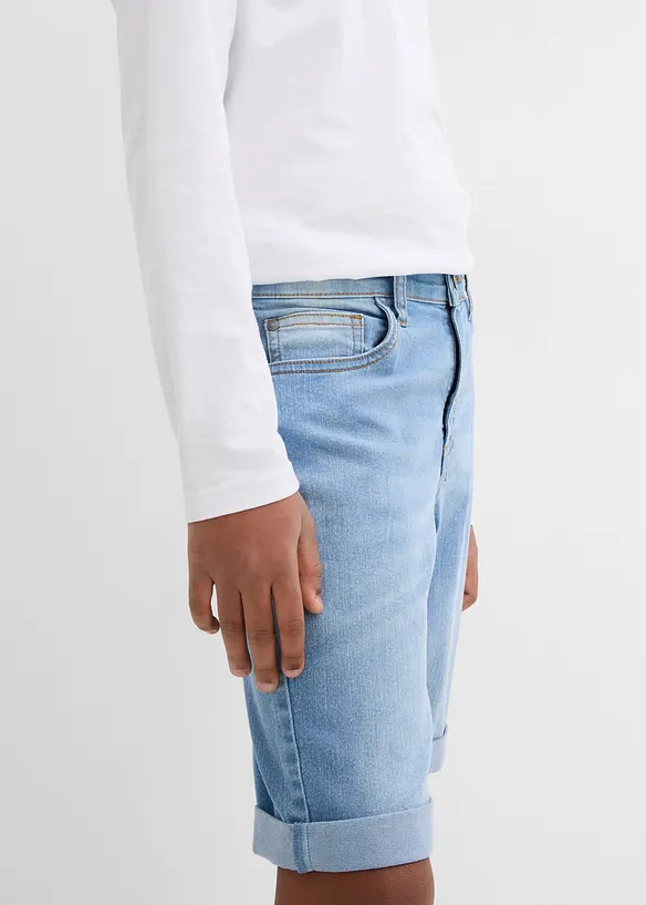 Bermuda en jean extensible à taille réglable, slim, bonprix
