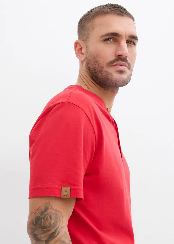 Lot de 2 T-shirts col tunisien 100 % coton, bonprix