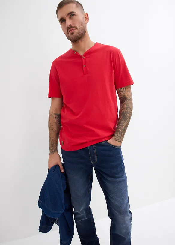 Lot de 2 T-shirts col tunisien 100 % coton, bonprix