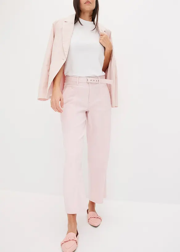 Jupe-culotte en twill extensible, avec ceinture, bonprix