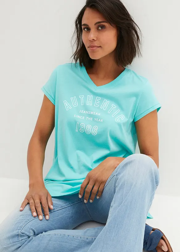 T-shirt long 100% coton, bonprix