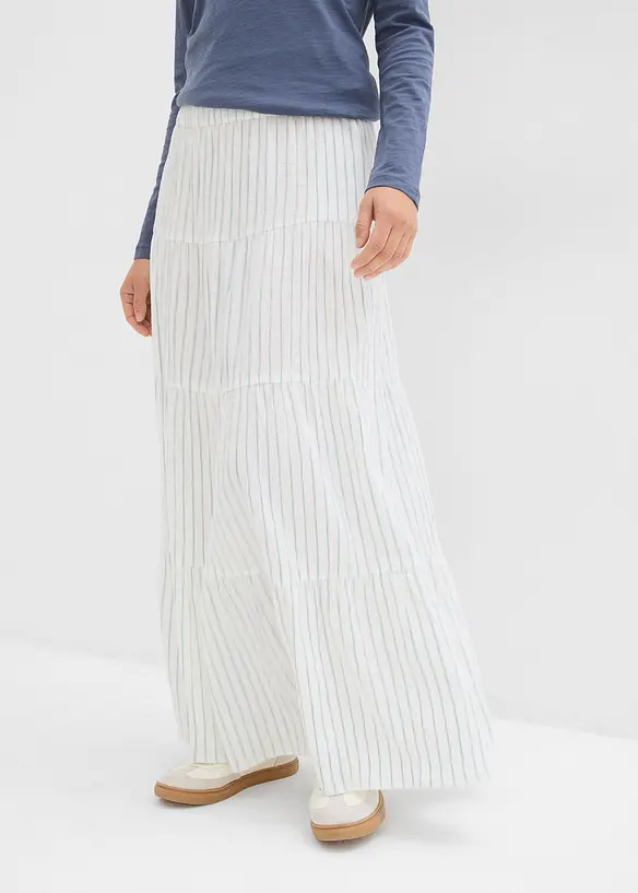 Jupe longue rayée, 100% coton, bonprix