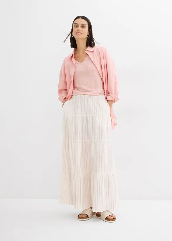 Jupe longue rayée, 100% coton, bonprix