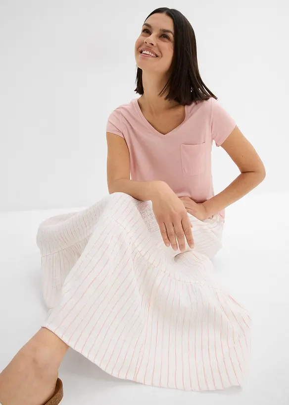 Jupe longue rayée, 100% coton, bonprix