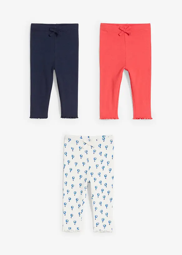 Lot de 3 leggings côtelés avec coton, bonprix
