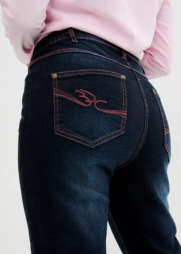 Jean droit taille mi-haute et élastiquée, bonprix