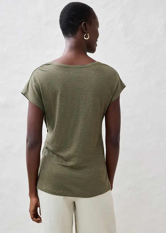 T-shirt cache-cœur, 100% lin, bonprix