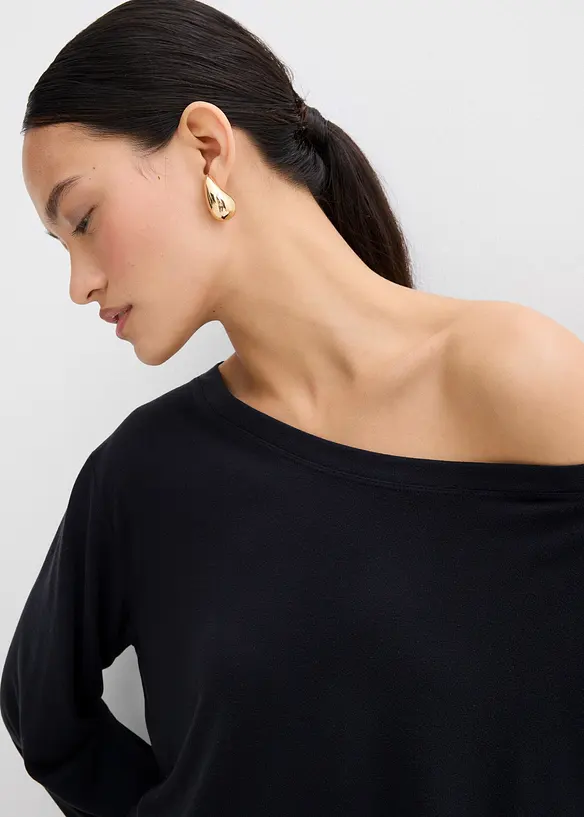 T-shirt &eacute;paule d&eacute;nud&eacute;e en modal m&eacute;lang&eacute;, bonprix