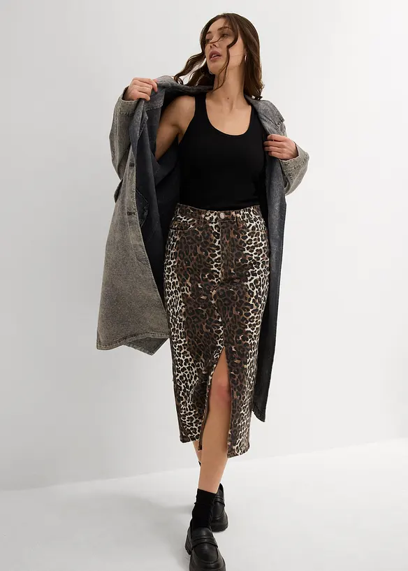 Jupe en twill de coton extensible, bonprix