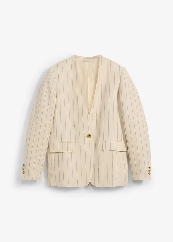 Blazer sans col 100% lin, bonprix