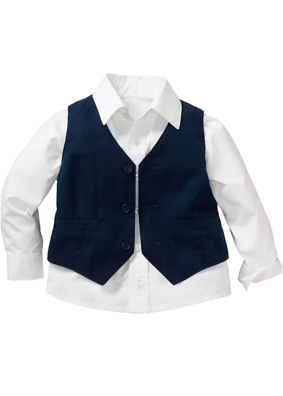 Chemise + veston + pantalon 100% coton (ens. 3 pces), bonprix