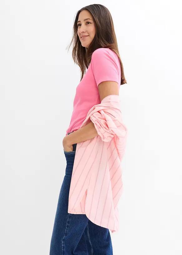 Lot de 2 T-shirts en coton côtelé, bonprix