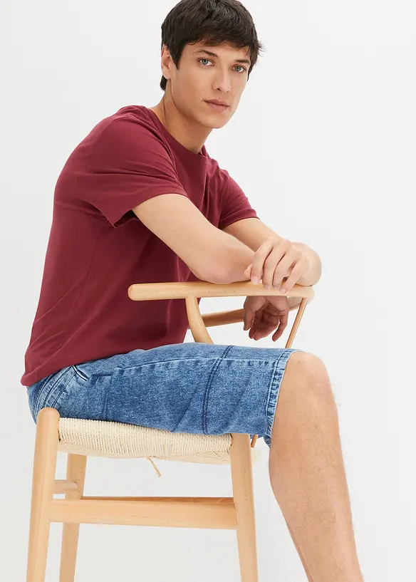 Bermuda long et l&eacute;ger en jean extensible, Regular, bonprix