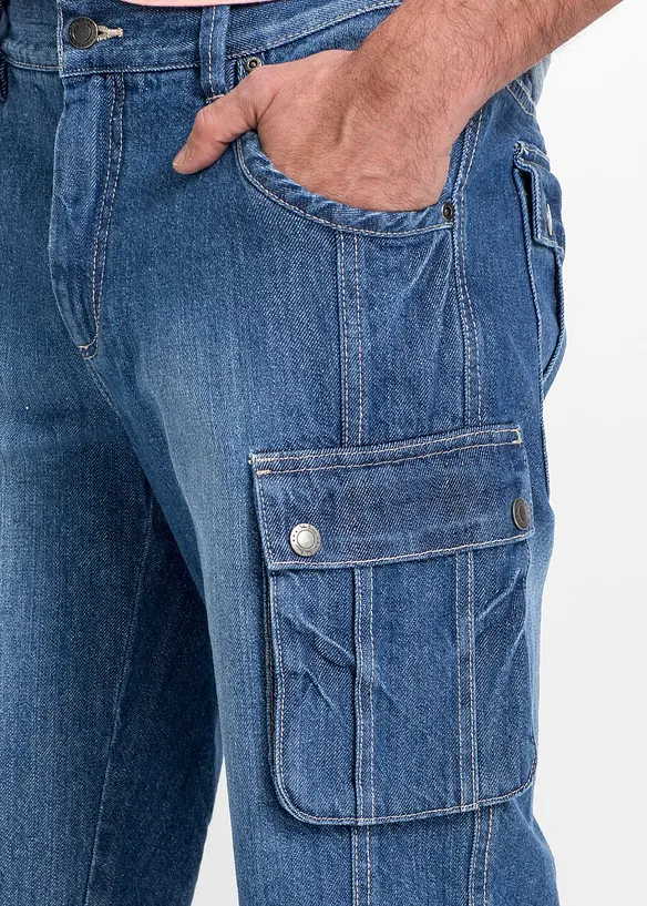 Bermuda cargo en jean, Regular, bonprix