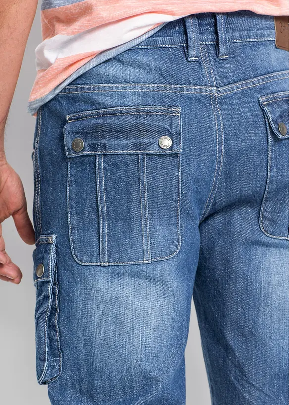 Bermuda cargo en jean, Regular, bonprix