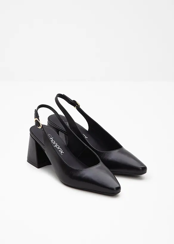 Escarpins slingback en cuir, bonprix