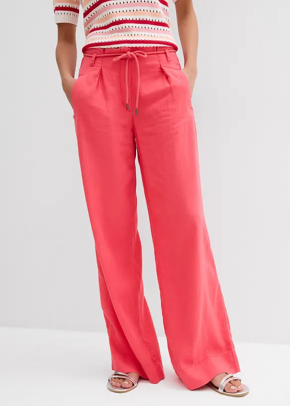 Pantalon paper bag en lin mélangé léger, bonprix