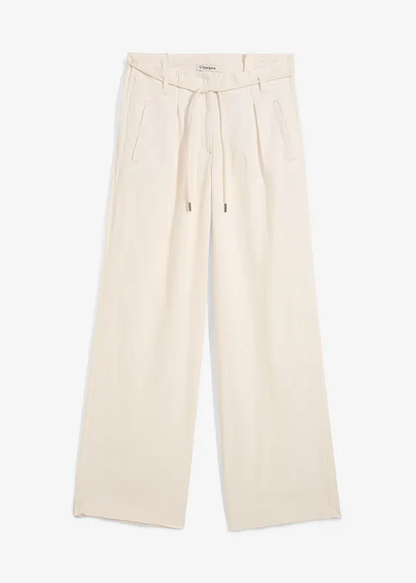 Pantalon paper bag en lin mélangé léger, bonprix