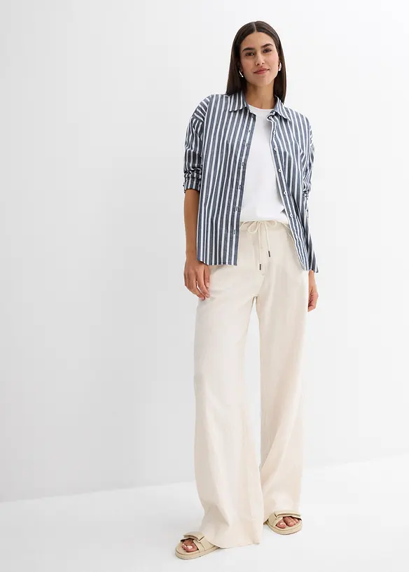 Pantalon paper bag en lin mélangé léger, bonprix