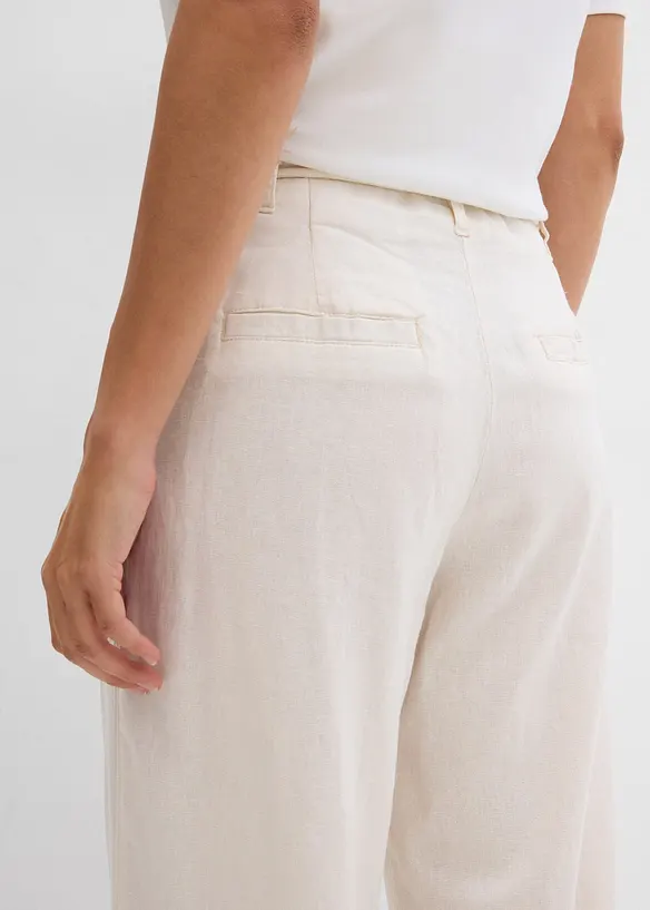 Pantalon paper bag en lin mélangé léger, bonprix