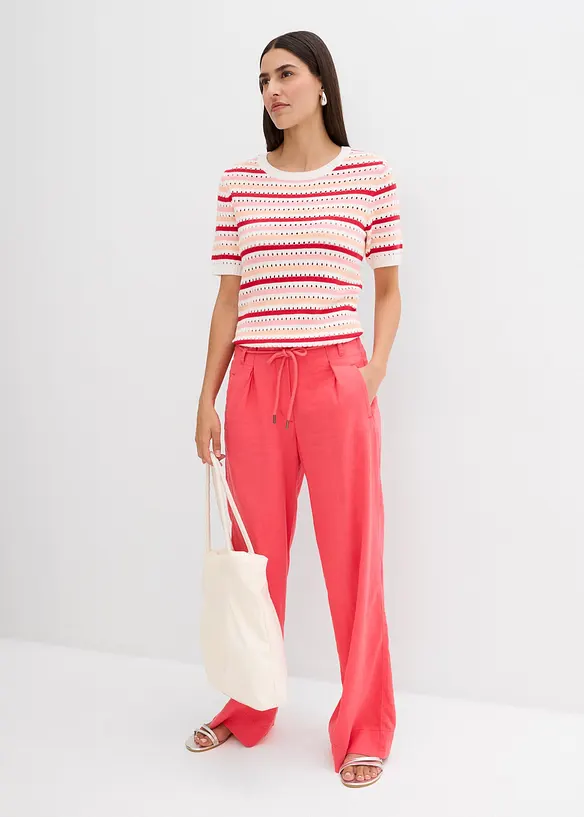 Pantalon paper bag en lin mélangé léger, bonprix