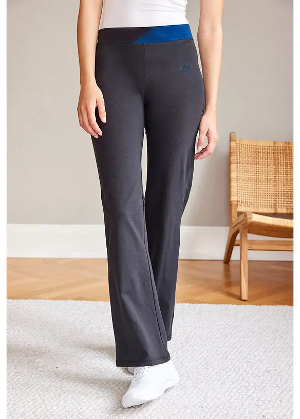 Pantalon de sport en coton, jambes évasées, bonprix