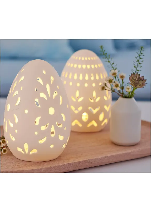 Objet d&eacute;co LED &oelig;uf de P&acirc;ques avec perforations (Ens. 2 pces.), bonprix