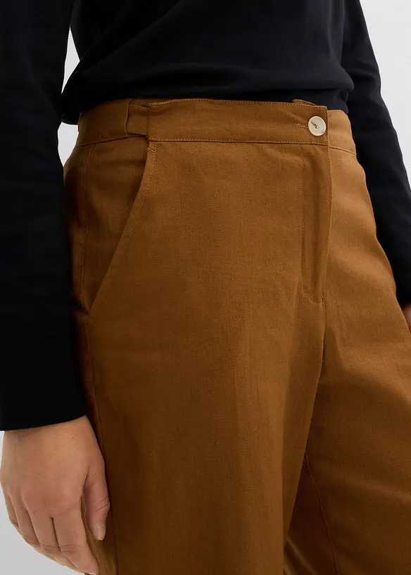 Pantalon taille haute en lin et viscose, bonprix