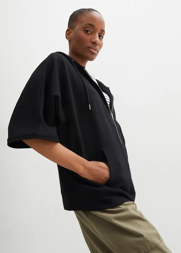 Sweat zipp&eacute; cape en coton, bonprix