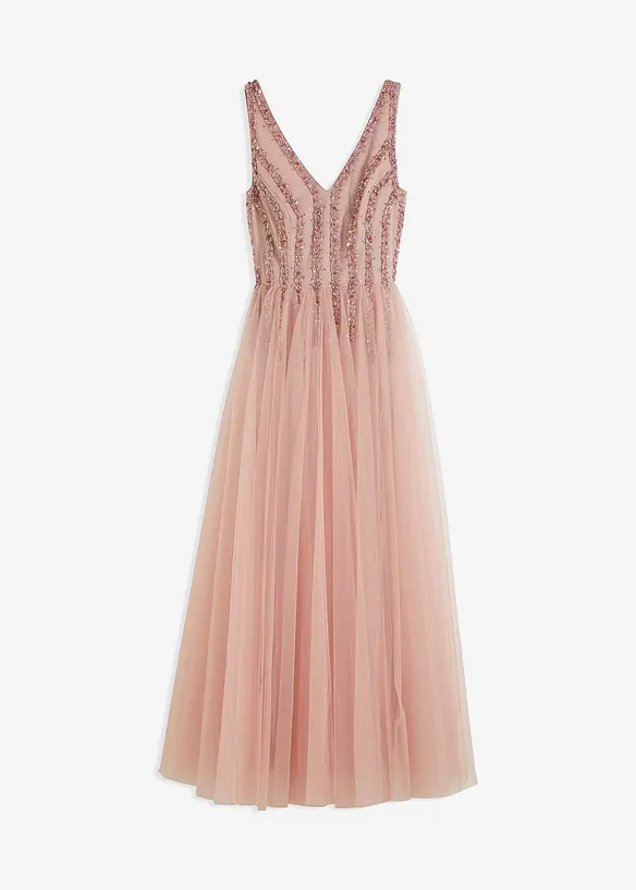 Robe longue en tulle fin avec sequins brodés, bonprix