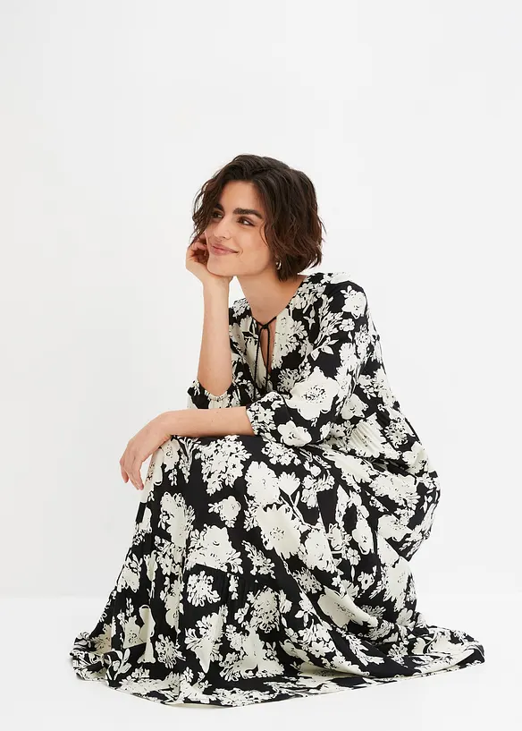 Robe longue imprimée en viscose fluide, bonprix