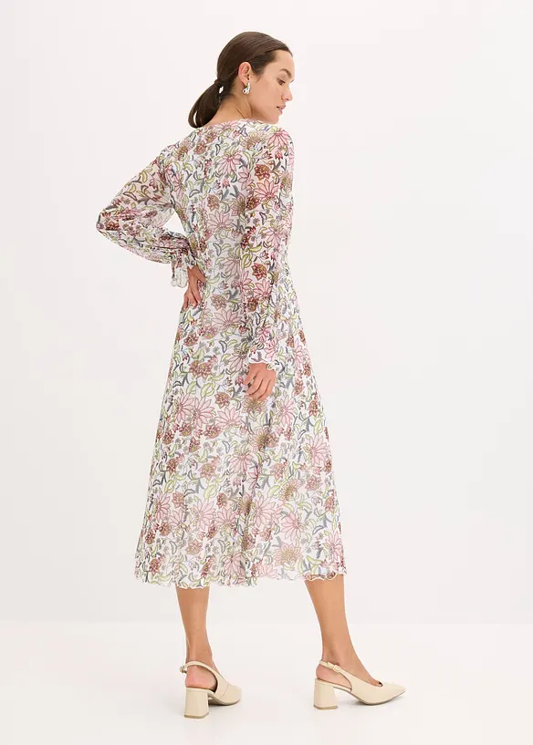 Robe midi imprimée en mesh, bonprix